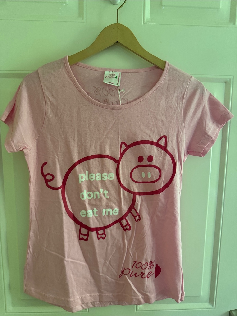 100% Pure Pink Piggy 🐷 Top with Pink Logo  - Small - NWT